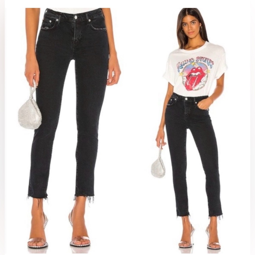 Revolve Agolde Black Toni Jeans Raw Hem in Feral A133D-3002 sz 27 EUC